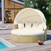 Bellemave® Round Outdoor Sectional Sofa Set with Retractable Canopy, Separate Seating and Removable Cushion - Bellemave